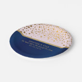 Navy Blue & Gold Confetti Stippen en Bleek roze de Papieren Bordje (Gekanteld)