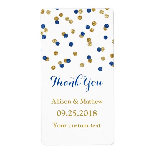 Navy Blue Gold Confetti trouwlabels Etiket (Voorkant)