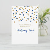 Navy Blue Gold Confetti Vow Renewal Invitation Kaart (Staand voorkant)
