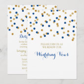 Navy Blue Gold Confetti Vow Renewal Invitation Kaart (Voorkant / Achterkant)