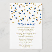 Navy Blue Gold Confetti Vow Renewal Invitation