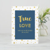 Navy Blue Gold Confetti Vow Renewal Invitation Kaart (Staand voorkant)