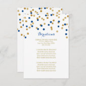Navy Blue Gold Confetti Wedding Direction Insert Informatiekaartje (Voorkant / Achterkant)