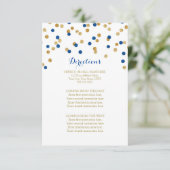 Navy Blue Gold Confetti Wedding Direction Insert Informatiekaartje (Staand voorkant)