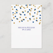 Navy Blue Gold Confetti Wedding Direction Insert Informatiekaartje (Achterkant)