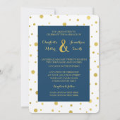 Navy Blue Gold Confetti Wedding Invitations Kaart (Achterkant)