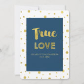 Navy Blue Gold Confetti Wedding Invitations Kaart (Voorkant)