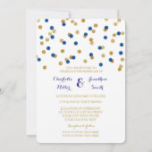 Navy Blue Gold Confetti Wedding Invitations Kaart (Achterkant)