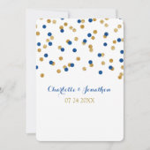 Navy Blue Gold Confetti Wedding Invitations Kaart (Voorkant)