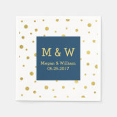 Navy Blue Gold Confetti Wedding Monogram Servetten (Voorkant)