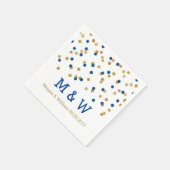 Navy Blue Gold Confetti Wedding Monogram Servetten (Hoek)