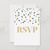 Navy Blue Gold Confetti Wedding RSVP-kaarten RSVP Kaartje (Achterkant)