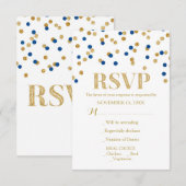 Navy Blue Gold Confetti Wedding RSVP-kaarten RSVP Kaartje (Voorkant / Achterkant)