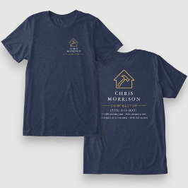 Navy Blue Gold Contractor Home Repair Tri-Blend Shirt