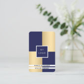 Navy blue gold corporate logo QR code Visitekaartje (Staand voorkant)