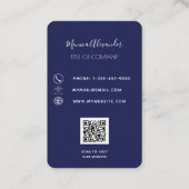 Navy blue gold corporate logo QR code Visitekaartje (Achterkant)