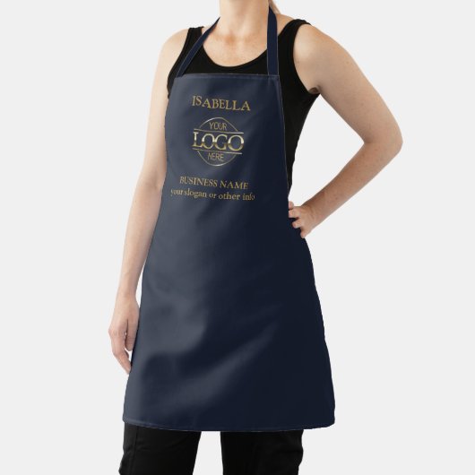 Navy Blue & Gold Custom Company Logo Monogrammed Schort (Insitu)