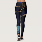 Navy Blue Gold Custom Letter en Naam Leggings (Achterkant)