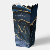 Navy Blue Gold Custom Letter Jouw naam Popcorn Box Bedankdoosjes (Achterkant)