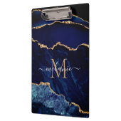 Navy Blue Gold Custom Uw Letter Naam Klembord (Links)