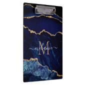 Navy Blue Gold Custom Uw Letter Naam Klembord (Rechts)