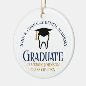 Navy Blue Gold Dental School Afstuderen Kerst Keramisch Ornament (Links)