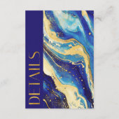 Navy Blue Gold Details Kaart voor bruiloft (Achterkant)