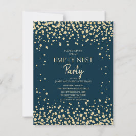 Navy Blue Gold Diamond Glitter Empty Nest Party Kaart