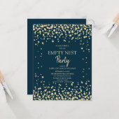 Navy Blue Gold Diamond Glitter Empty Nest Party Kaart (Voorkant / Achterkant in situ)