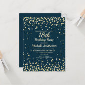 Navy Blue Gold Diamond Glitter Women 18th Birthday Kaart (Voorkant / Achterkant in situ)
