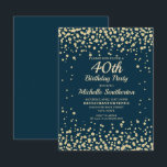 Navy Blue Gold Diamond Glitter Women 40th Birthday Kaart<br><div class="desc">Elegant marvy blue met gouddiamant glitter 40ste verjaardag uitnodiging voor vrouwen. Neem contact met ons op voor hulp bij aanpassingen of om passende producten aan te vragen.</div>