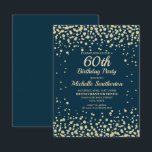 Navy Blue Gold Diamond Glitter Women 60th Birthday Kaart<br><div class="desc">Elegant marvy blue met gouden diamanten glitter uitnodiging voor vrouwen op 60ste verjaardag. Neem contact met ons op voor hulp bij aanpassingen of om passende producten aan te vragen.</div>