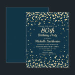 Navy Blue Gold Diamond Glitter Women 80th Birthday Kaart<br><div class="desc">Elegant marvy blue met gouddiamant glitter 80ste verjaardag uitnodiging voor vrouwen. Neem contact met ons op voor hulp bij aanpassingen of om passende producten aan te vragen.</div>