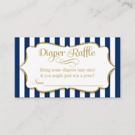 Navy Blue Gold Diaper Raffle Baby shower Kaarten
