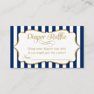 Navy Blue Gold Diaper Raffle Baby shower Kaarten