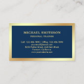 Navy Blue Gold Dumbbell Fitness Personal Trainer Visitekaartje (Achterkant)