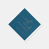 Navy Blue Gold Eat Drink We zijn getrouwd bruiloft Servet (Hoek)