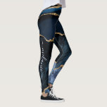 Navy Blue Gold Edelsteen Uw Letter Naam Leggings<br><div class="desc">Leggings met Agaat Navy Blue Gold Edelsteen Marmer Monogram Naam Geode Glitter Sparkle Gepersonaliseerde Verjaardag - Jubileum of Trouwgeschenk / Leveranciers - Uw letter / naam toevoegen - Tekst of verwijderen - Maak uw speciale geschenk - Formaat wijzigen en verplaatsen of verwijderen en toevoegen van tekst / onderdelen met aanpassingstool....</div>