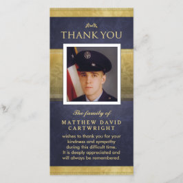 Navy Blue & Gold Elegance Hartelijk dank Memorial Bedankkaart