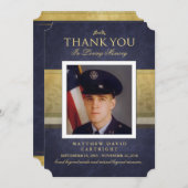 Navy Blue & Gold Elegance Hartelijk dank Memorial  Kaart (Voorkant / Achterkant)