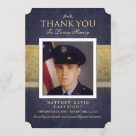 Navy Blue & Gold Elegance Hartelijk dank Memorial Kaart