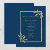Navy Blue Gold ELEGANT CLASSIC WEDDING Kaart (Voorkant / Achterkant)