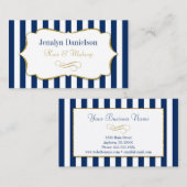 Navy Blue Gold Elegant Event Planner Wedding Hair Visitekaartje (Voorkant / Achterkant)