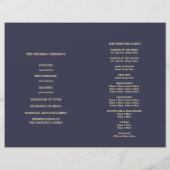 Navy blue | Gold Elegant Folded Wedding Program (Achterkant)