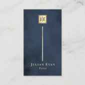 Navy Blue Gold Elegant Luxe Monogram Visitekaartje (Voorkant)