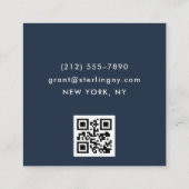 Navy Blue Gold Elegant Minimal Typography QR-code Vierkante Visitekaartje (Achterkant)