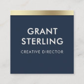 Navy Blue Gold Elegant Minimal Typography QR-code Vierkante Visitekaartje (Voorkant)