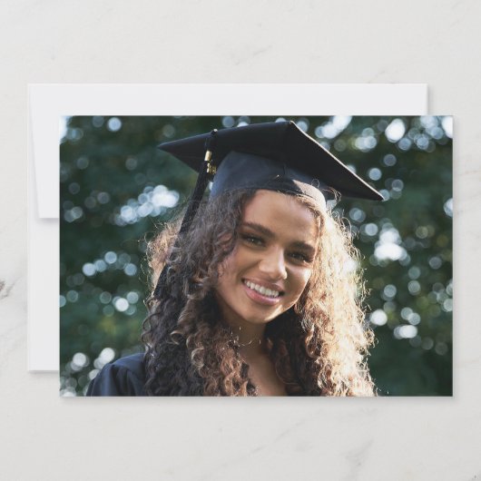 Navy Blue Gold Elegant Modern Photo Afstuderen Bedankkaart (Achterkant)