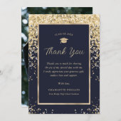 Navy Blue Gold Elegant Modern Photo Afstuderen Bedankkaart (Voorkant / Achterkant)