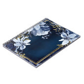 Navy Blue & Gold Elegant Moderne Waterverf Floral Notitieboek (Linkerzijde)